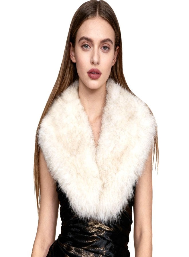 XEPST Faux Fur Shawl for Women, Women's Faux Fur Collar Scarf Wrap White Winter Neck Warmer - Image 1